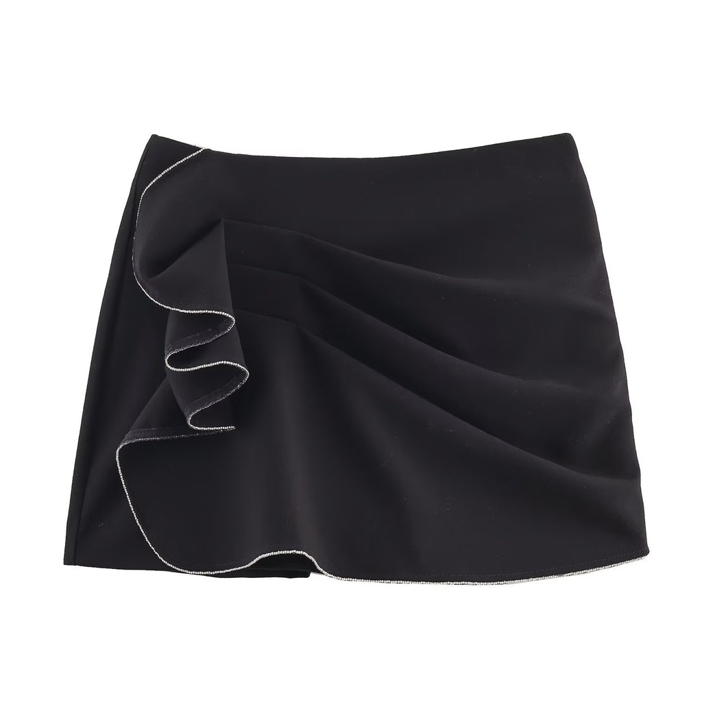 Beaded Pleated Shiny Pants Skirt for Women