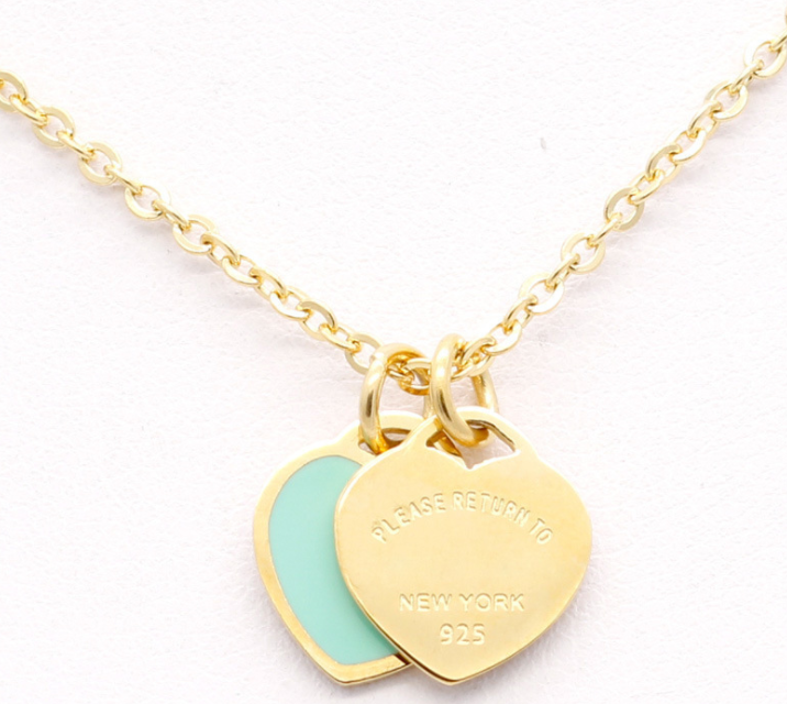 New Arrival Love Double Heart Enamel Ladie FOREVER LOVE Stainless Steel Necklace Drift Bottles Jewelry Wholesale Gift For Women