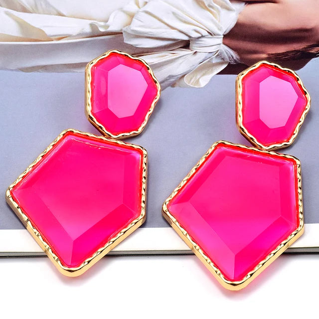 High-Quality Clear Pure Resin Drop Earrings Statement Hot Selling Metal Fashion Jewelry Accessories For Women