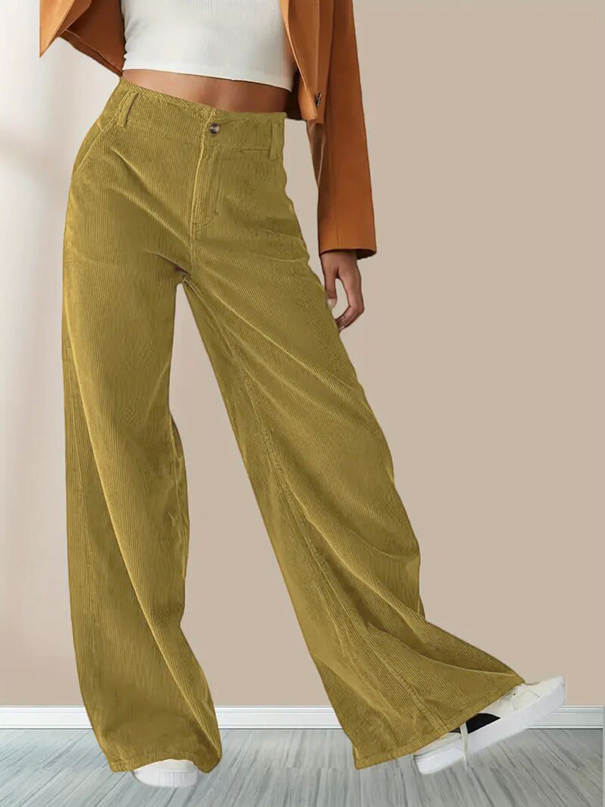 High waisted slimming straight leg pants for women