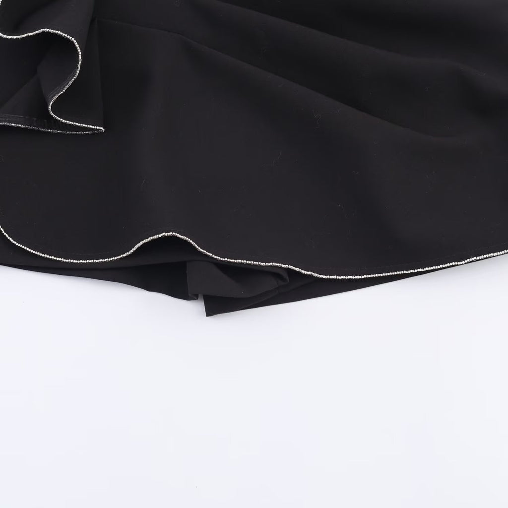 Beaded Pleated Shiny Pants Skirt for Women