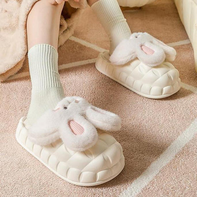 Removable Rabbit Cotton Slippers Women Wear New Winter Home Thick Soled Wool Shoes