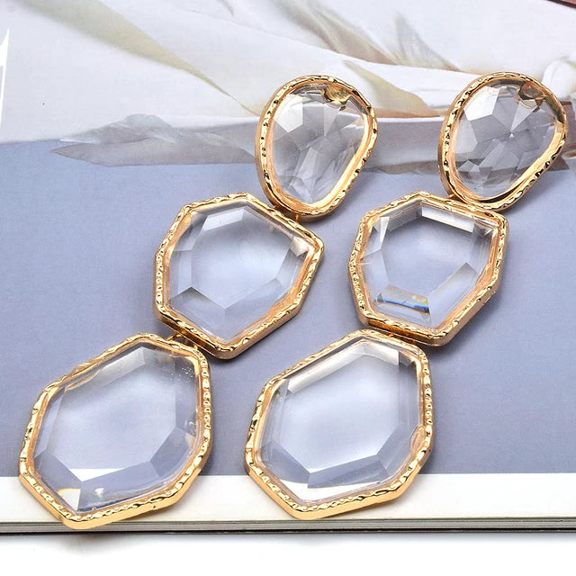 New Arrival Resin Acrylic Dangle Earring Korean Geometric Pendant Earrings For Women Cute Gift Jewelry Wholesale