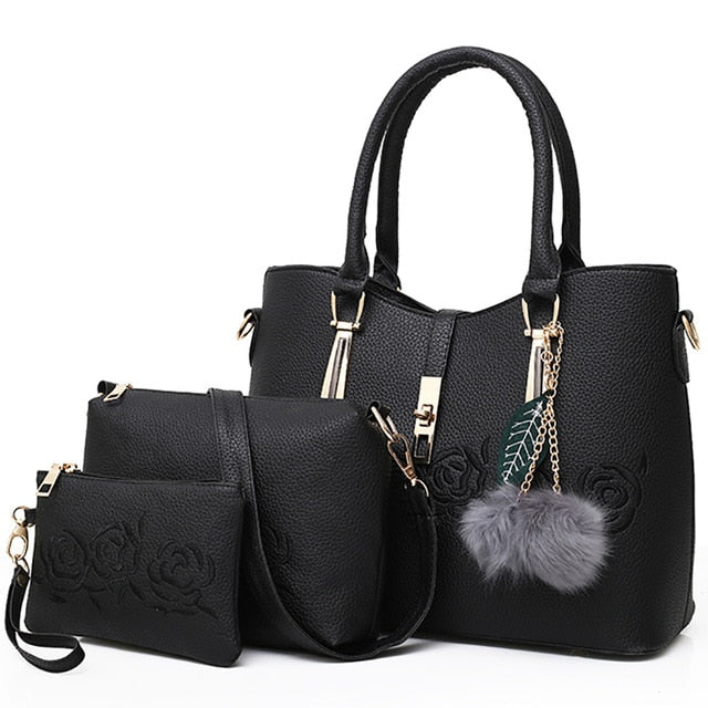 3pcs Leather Bags Handbags Women Famous Brand Shoulder Bag Female Casual Tote Women Messenger Bag Set Bolsas