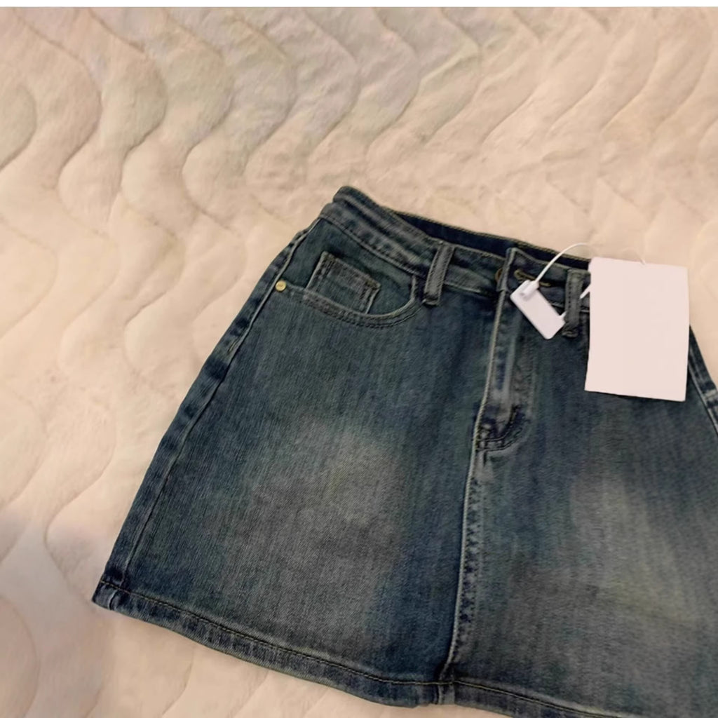 Vintage Denim Mini Skirt for Women