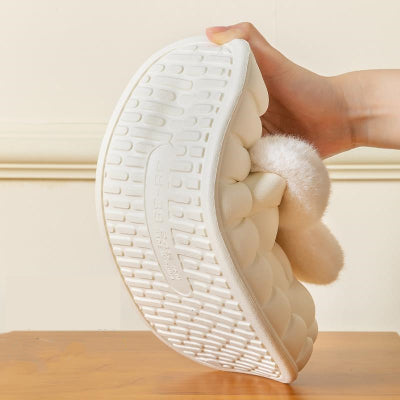 Removable Rabbit Cotton Slippers Women Wear New Winter Home Thick Soled Wool Shoes