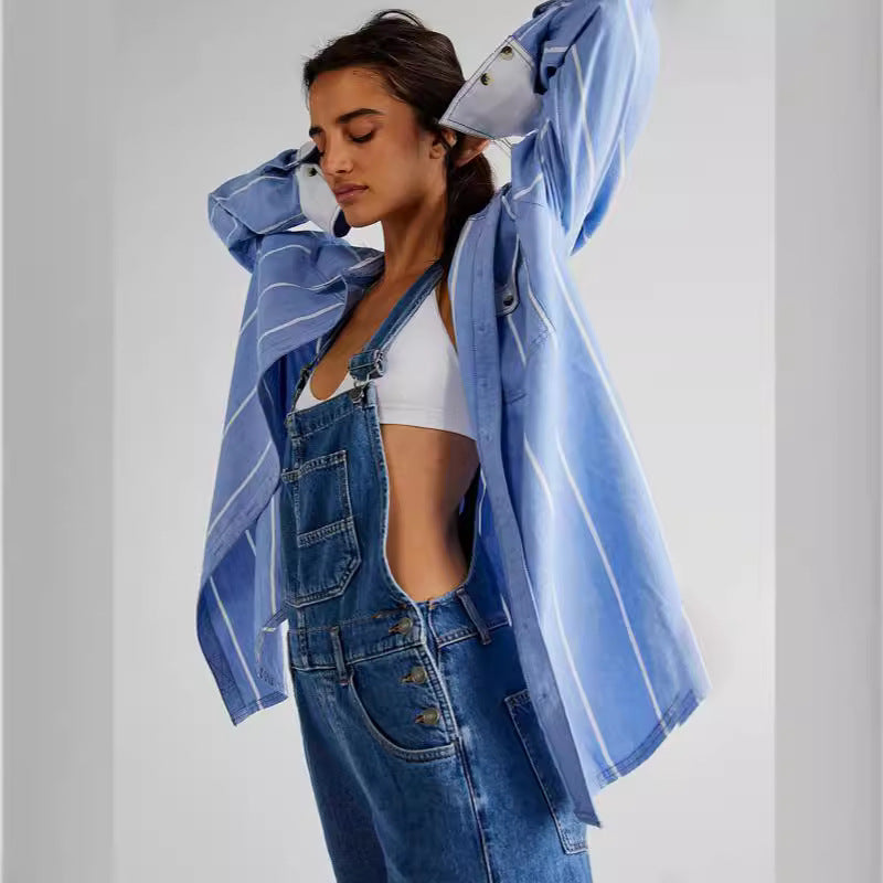 Strap pants denim women