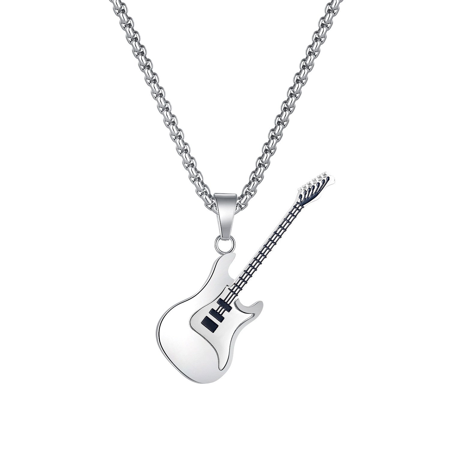 Hip Hop Stainless Steel Guitar Pendant Street Classic Fashion Male Titanium Necklace