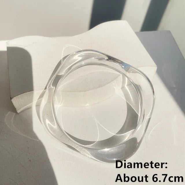 New Vintage Colorful Acrylic Resin Geometric Square Bangle Minimalist Bracelet for Women Girls Party Travel Jewelry