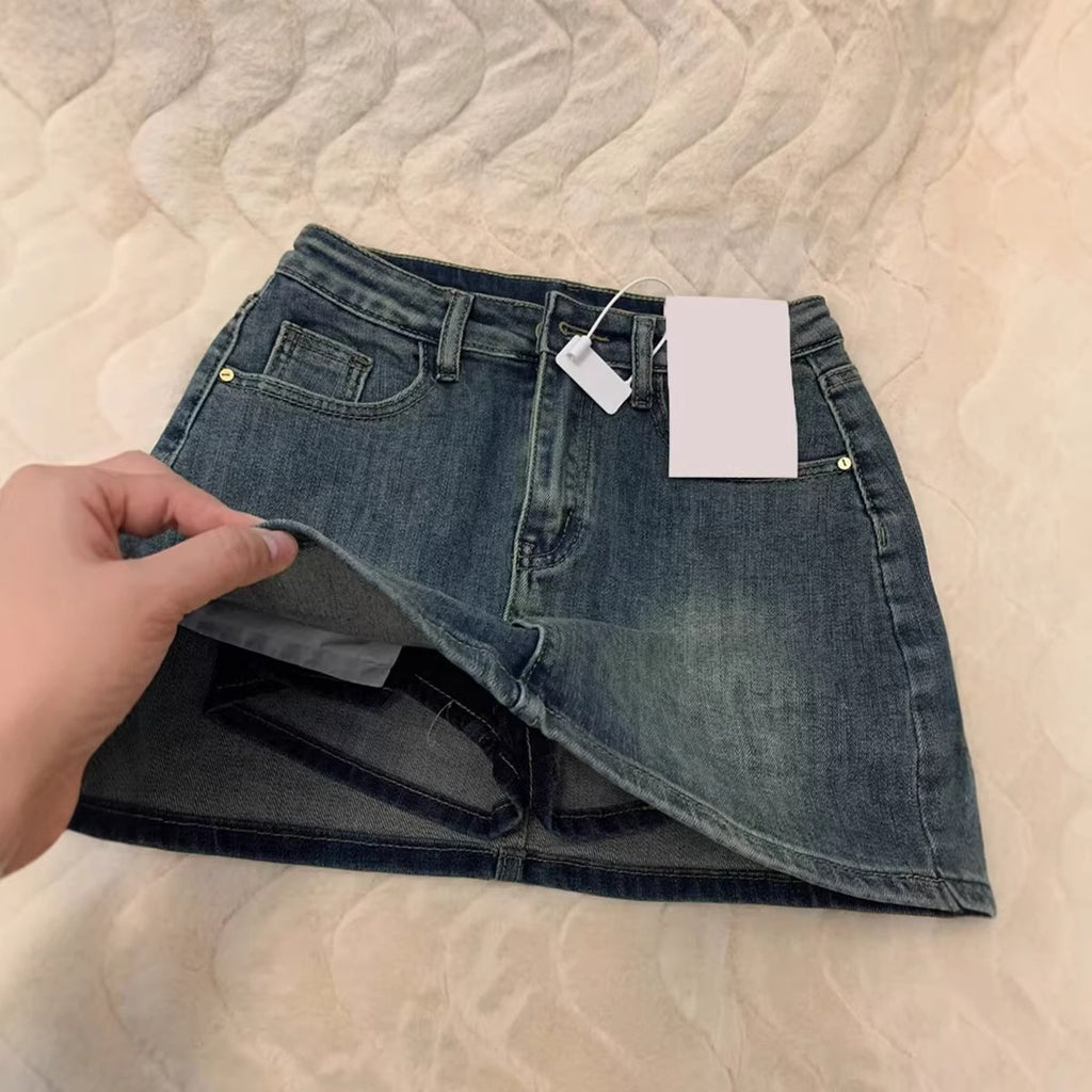 Vintage Denim Mini Skirt for Women