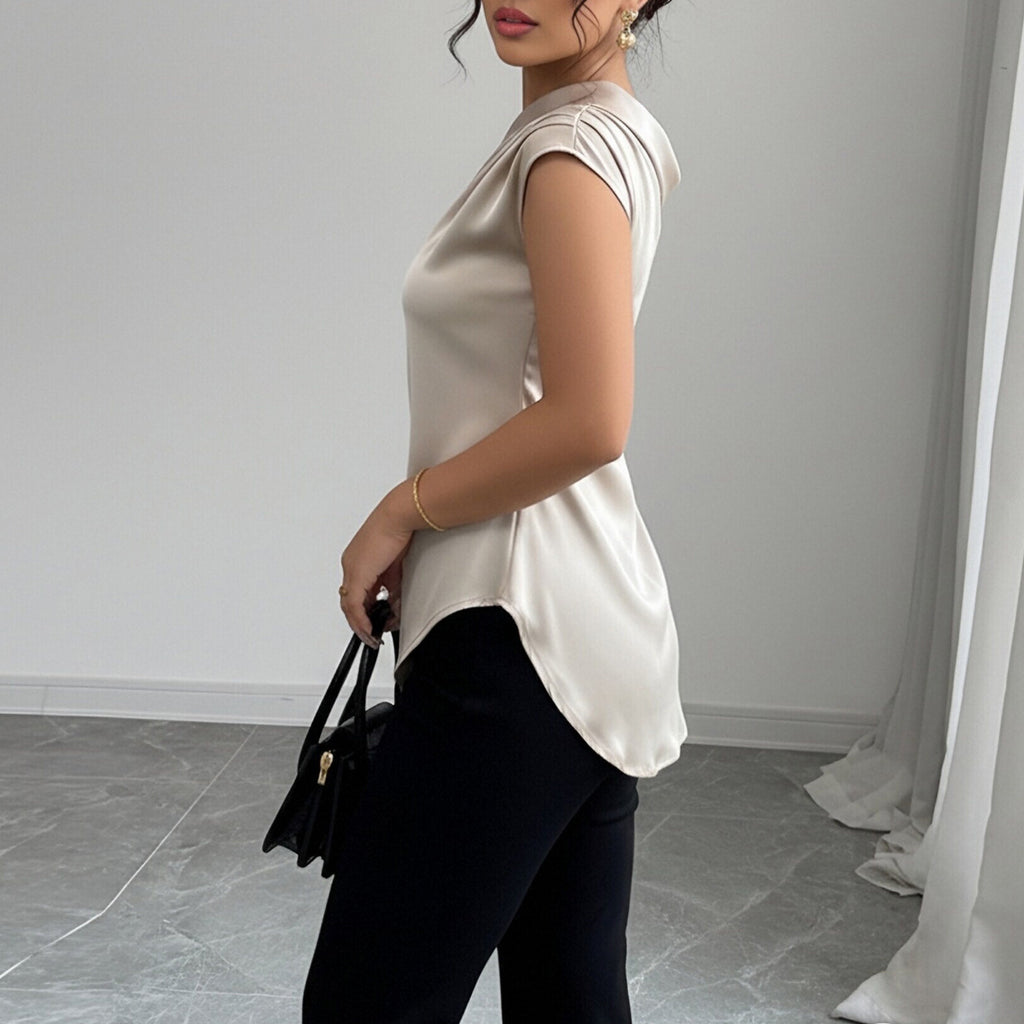 Irregular sloping shoulder top for women