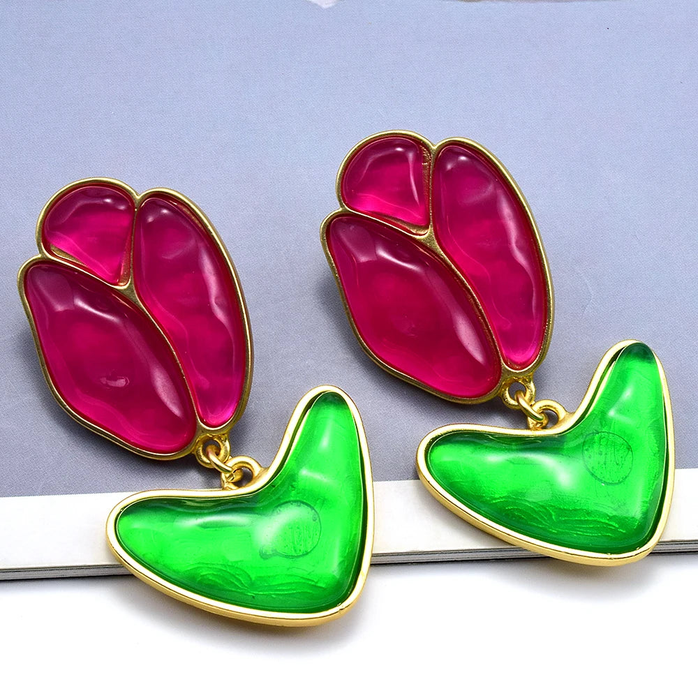 New Lovely Fashion Resin Drop Earrings For Women Girls Cute Flower Plant Earrings Wholesale Jewelry Gifts