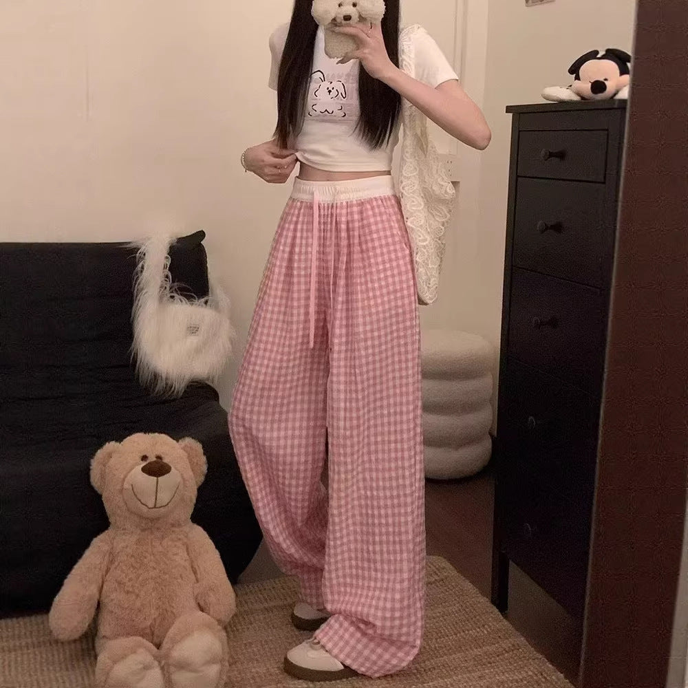 Dopamine Blue Checkered Pants for Women