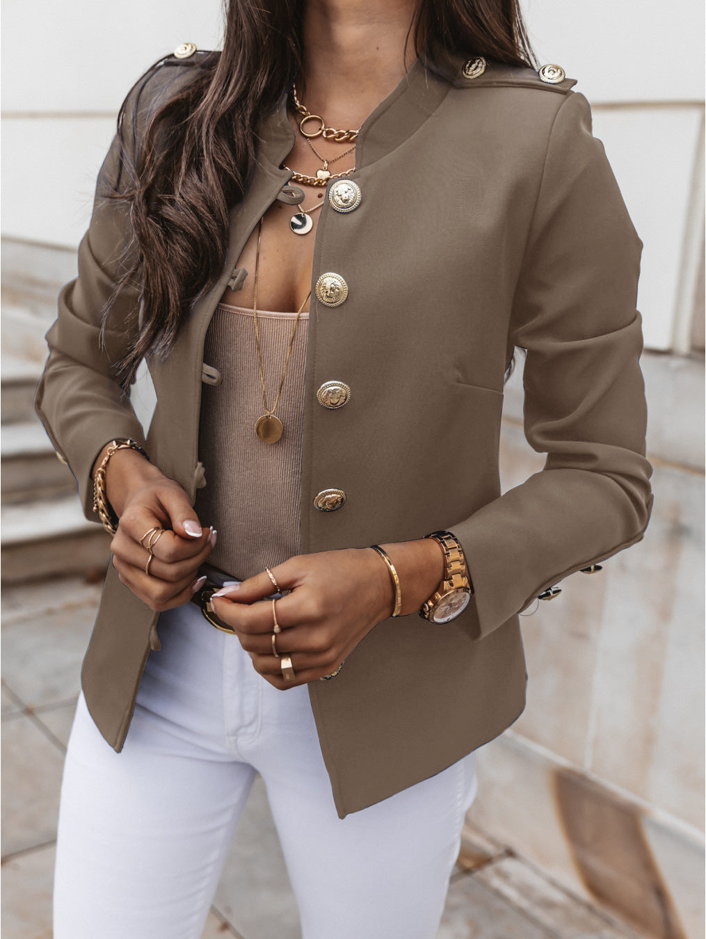 Copy of Fashionable Long Sleeve Fitted Buttoned Blazer Short Jacket