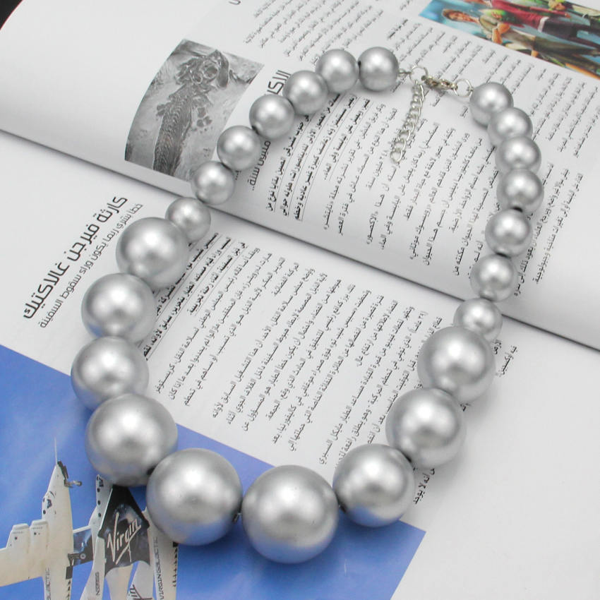Women Imitation Pearl Beads Chain Maxi Necklace Fashion Jewelry Statament Choker Necklace For Dress Accessories