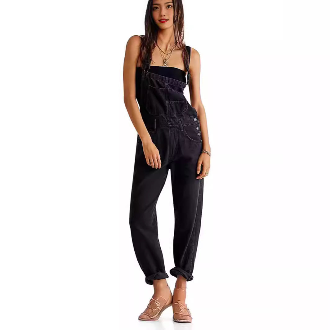Strap pants denim women