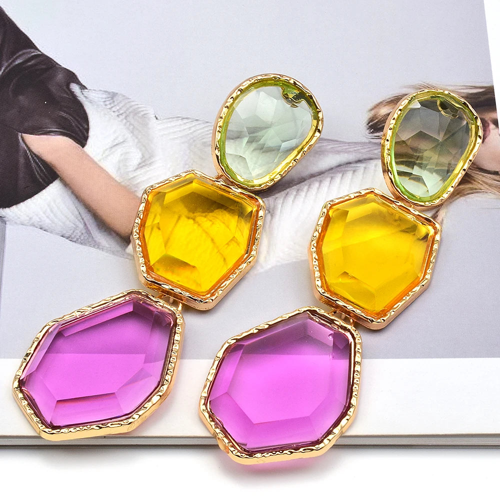 New Arrival Resin Acrylic Dangle Earring Korean Geometric Pendant Earrings For Women Cute Gift Jewelry Wholesale