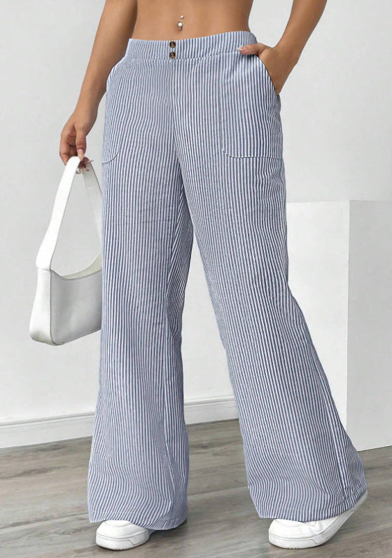 Striped pants loose wide leg women