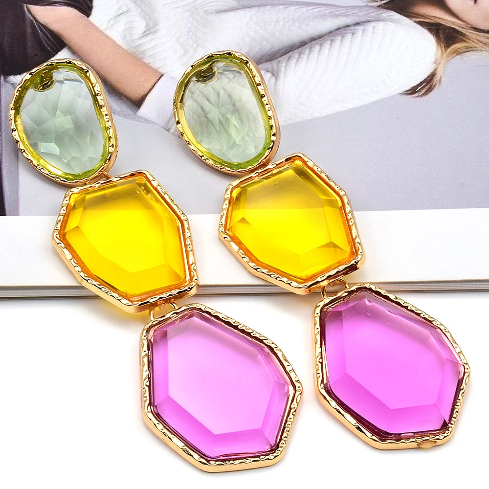 New Arrival Resin Acrylic Dangle Earring Korean Geometric Pendant Earrings For Women Cute Gift Jewelry Wholesale