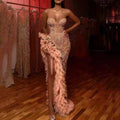 Chiffon Fringe Sexy Sequin Strapless Dress for Women Party Evening Dress