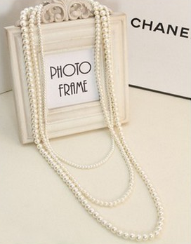 Korean fashion pearl necklace European and American retro jewelry multi-layer long necklace sweater chain