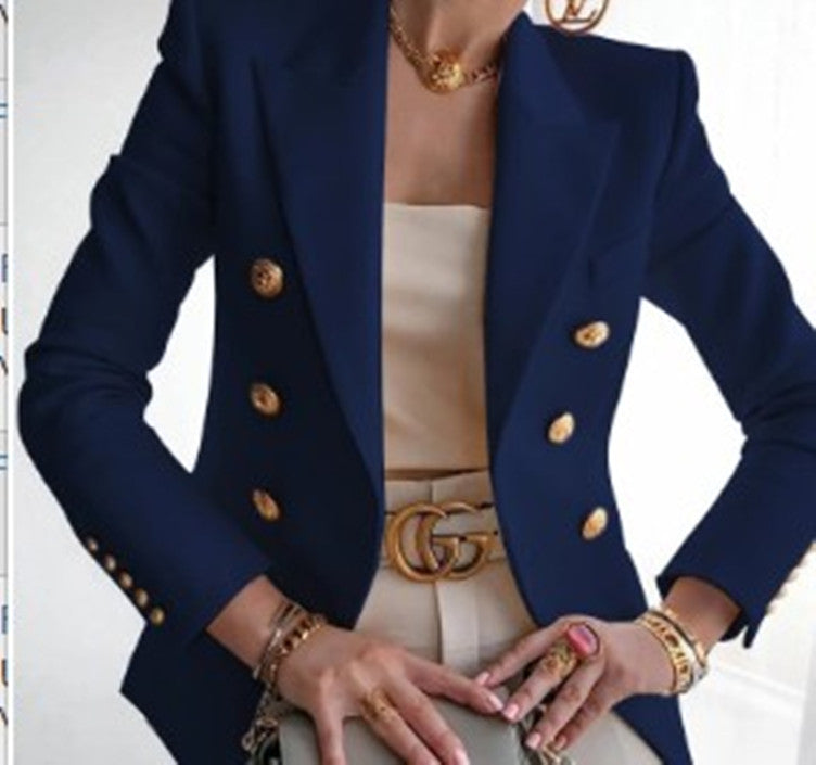 Fashionable Casual Solid Color Blazer Short Jacket for Women