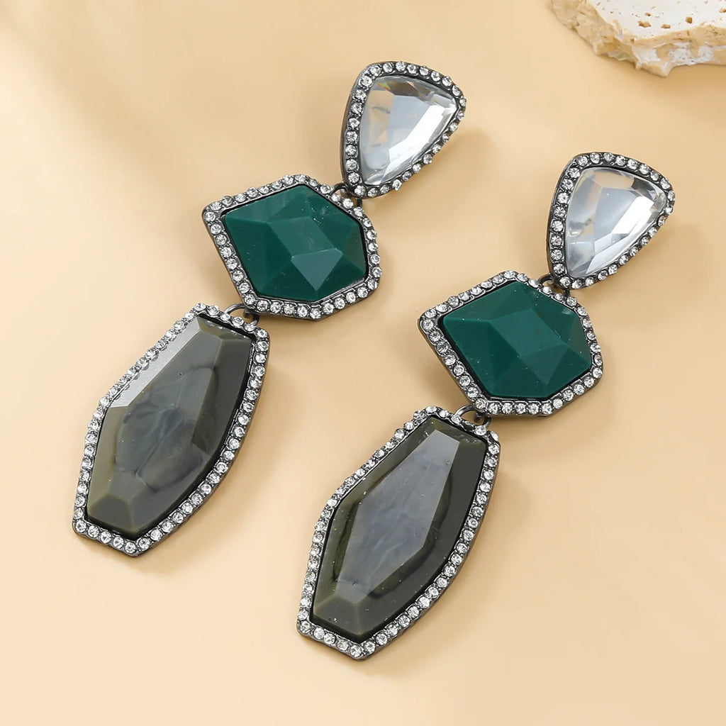 New ZAA Vintage Multilayer Geometric Resin Earrings for Women Boho Statement Jewelry Holiday Party Gifts Wholesale