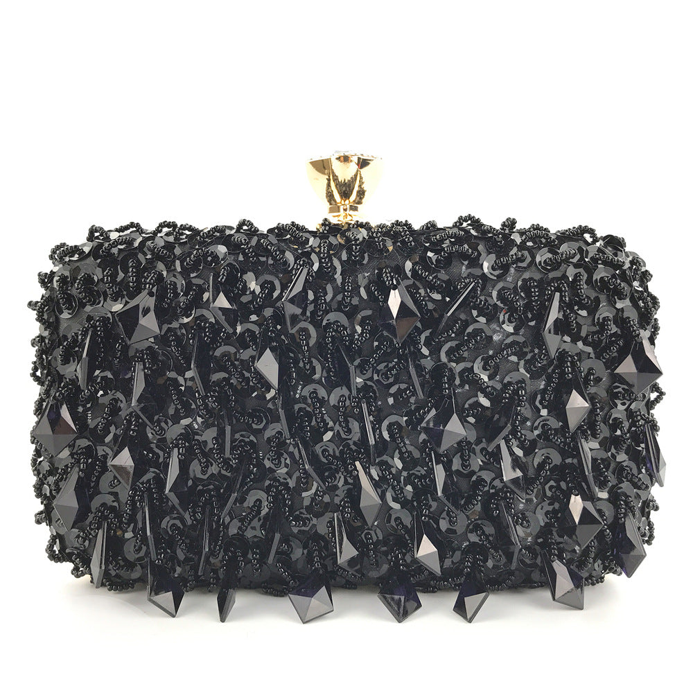 Hand-Held Evening Bag Handmade Double-Sided Bead Embroidery Bag Sequin Bag Ladies Evening Bag