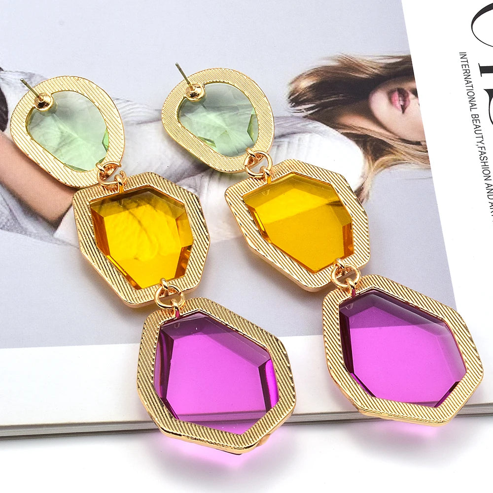 New Arrival Resin Acrylic Dangle Earring Korean Geometric Pendant Earrings For Women Cute Gift Jewelry Wholesale