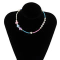 DIEZI Korean Ethnic Imitation Pearl Letters Star Flower Choker Necklace For Women Sweet Girls Smile Face Beads Necklace Jewelry