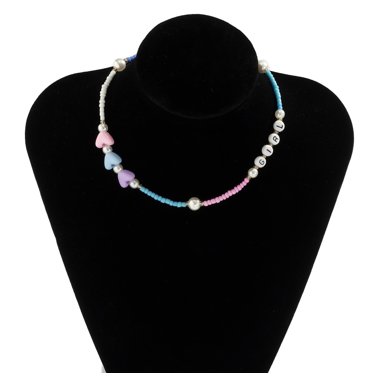 DIEZI Korean Ethnic Imitation Pearl Letters Star Flower Choker Necklace For Women Sweet Girls Smile Face Beads Necklace Jewelry
