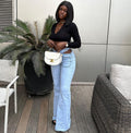 Fashionable High-Waisted Stretch Denim Pants for Women Spring Collection