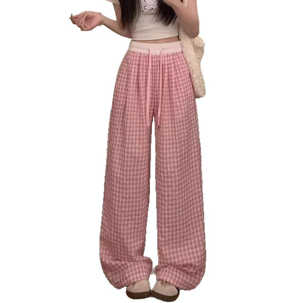 Dopamine Blue Checkered Pants for Women
