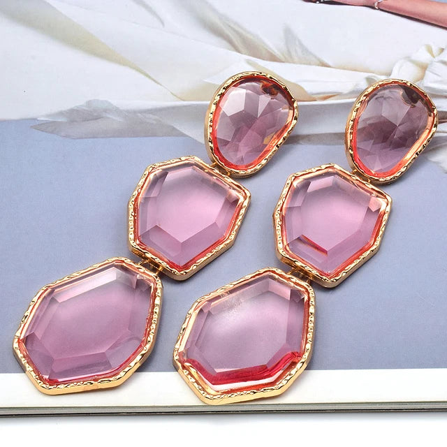 New Arrival Resin Acrylic Dangle Earring Korean Geometric Pendant Earrings For Women Cute Gift Jewelry Wholesale
