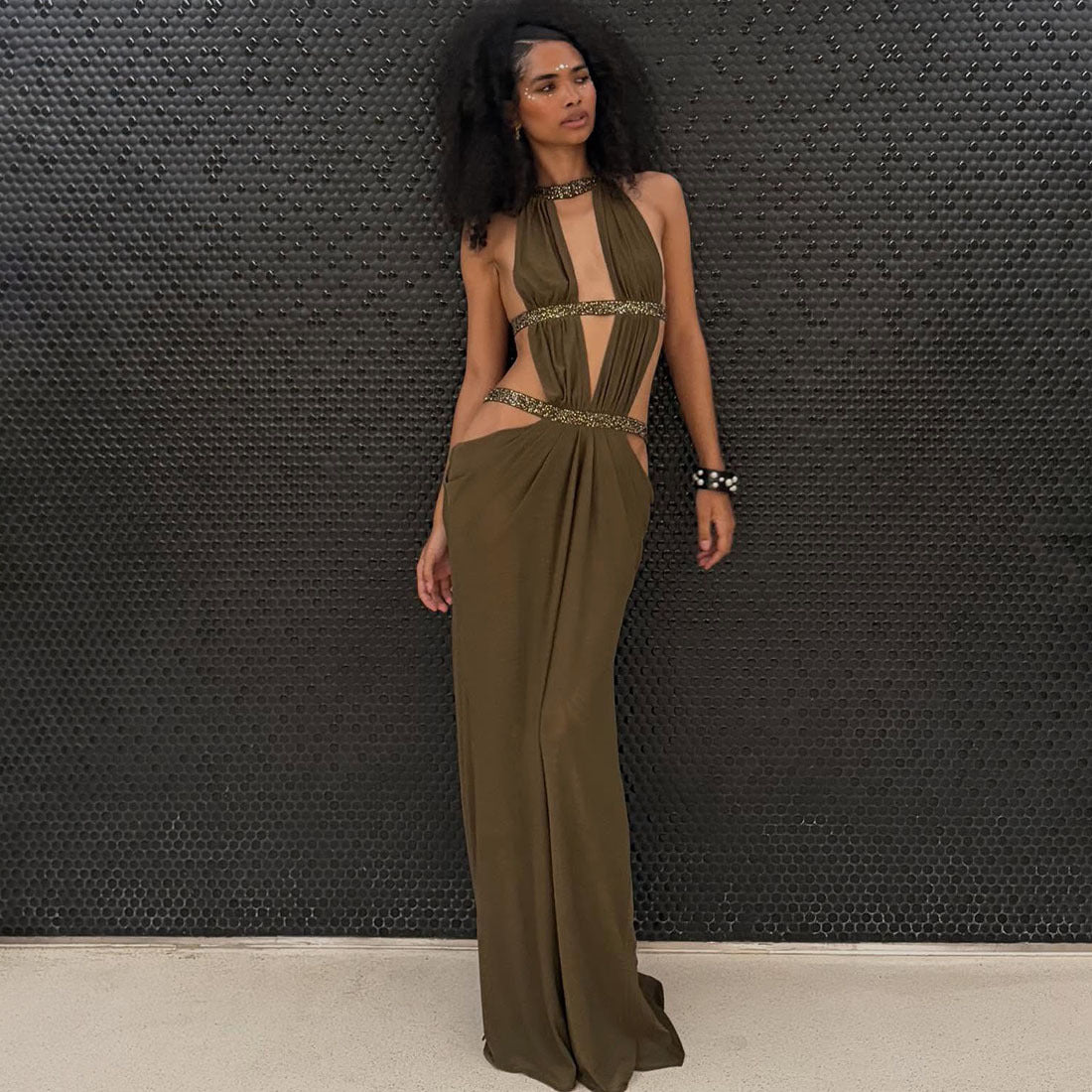 Elegant Sexy Hollow-Out Back High-Waist Dress for Women