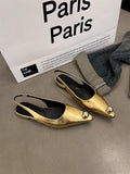 Flats Sandals Elegant Women Shoes Female Footwear Shallow Fashion Metal Slides Ladies Sandals Shoes