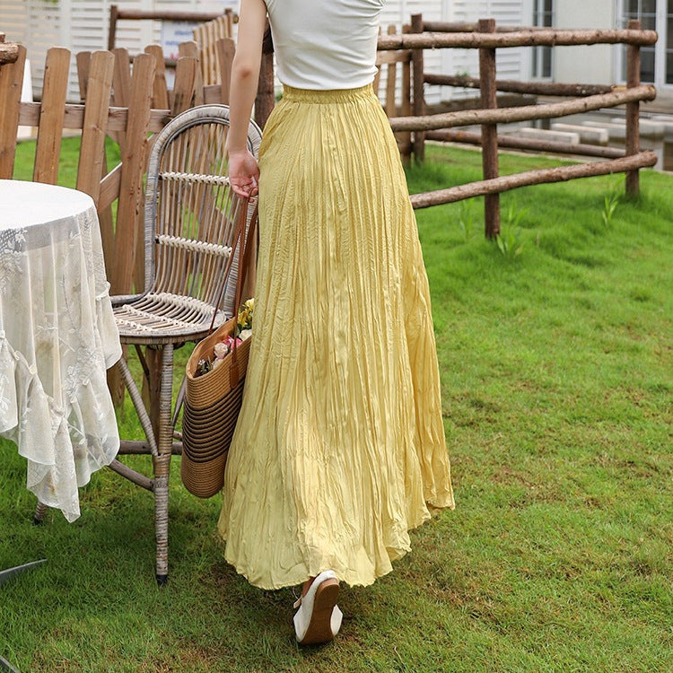 High waist slimming pleated skirt for women