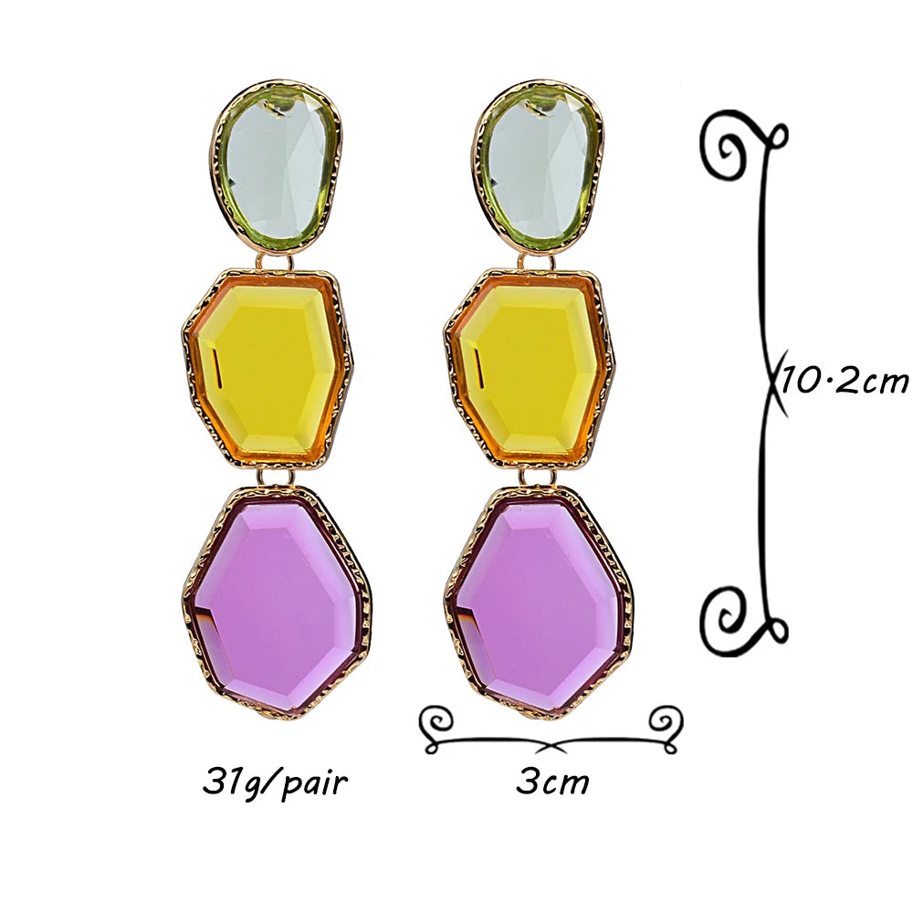 New Arrival Resin Acrylic Dangle Earring Korean Geometric Pendant Earrings For Women Cute Gift Jewelry Wholesale