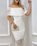 Elegant One-Shoulder Lace Bodycon Sexy Evening Dress for Women, Formal Cocktail Gown
