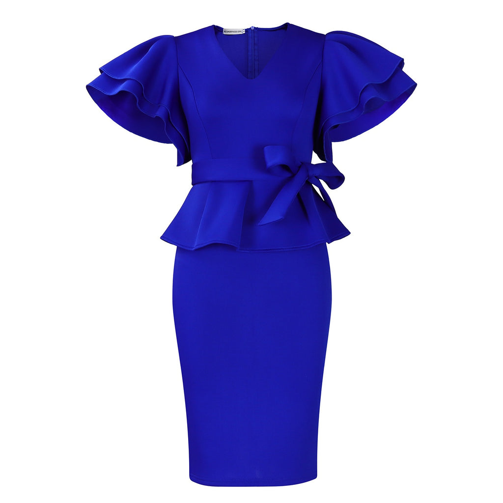 Ruffle slim fit dress for women