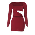 Hollow knit one-step skirt for women