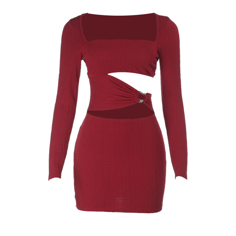 Hollow knit one-step skirt for women