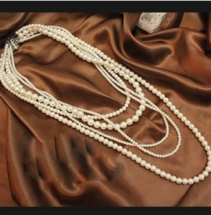 Korean fashion pearl necklace European and American retro jewelry multi-layer long necklace sweater chain