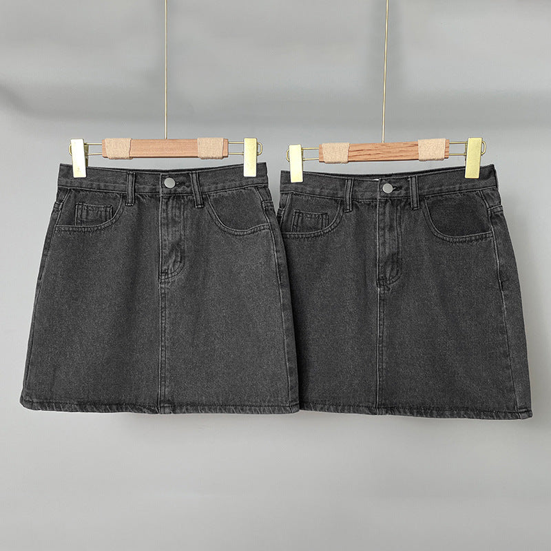 High waisted denim skirt for women