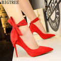 dress shoes women stiletto moccasin bigtree shoes Butterfly knot new arrival 2019 green shoes for women luxury high heels buty