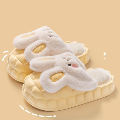 Removable Rabbit Cotton Slippers Women Wear New Winter Home Thick Soled Wool Shoes