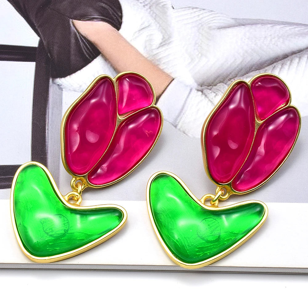 New Lovely Fashion Resin Drop Earrings For Women Girls Cute Flower Plant Earrings Wholesale Jewelry Gifts