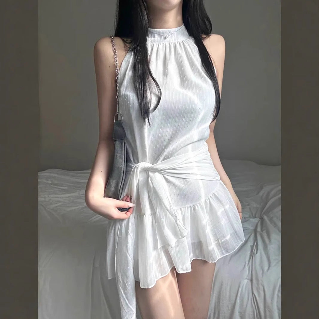 Sleeveless Dress for Women Slimming Waistband Short Skirt