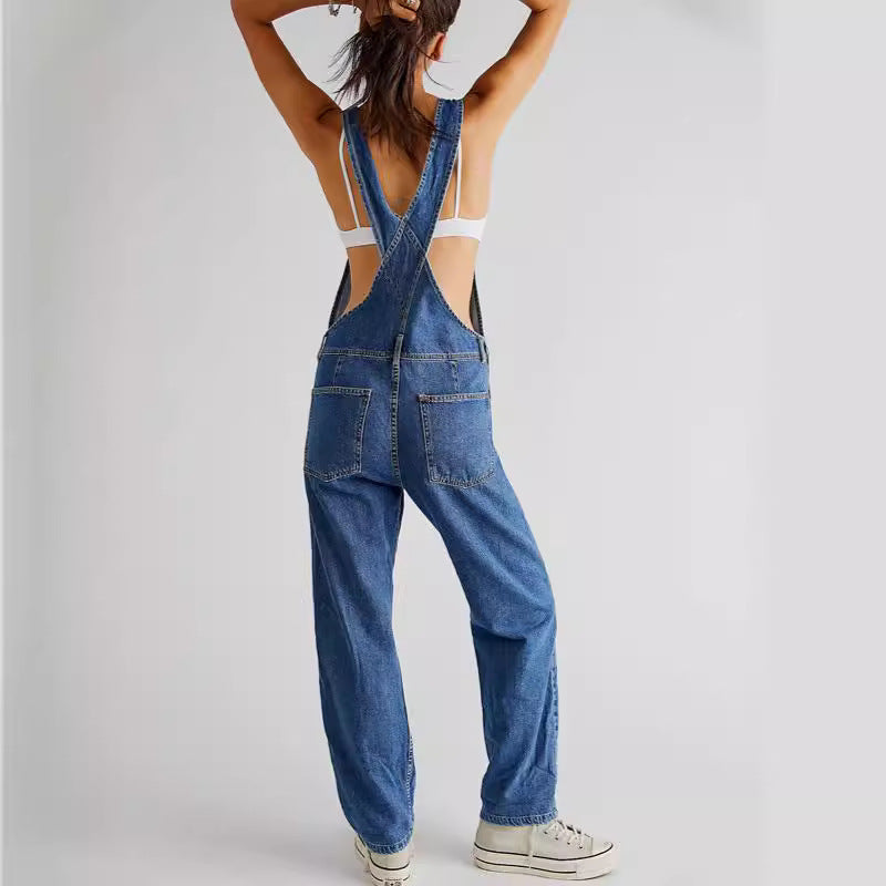 Strap pants denim women