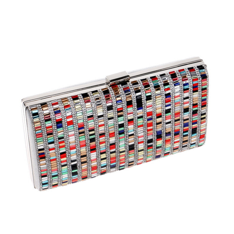 New Style Dinner Dress Evening Dress Bag Ladies Hand Colorful Diamonds Small Square Bag